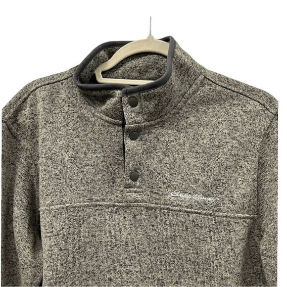 Eddie Bauer Men's Radiator Fleece Snap Mock Pullover Heather Gray Sweater Size L - Picture 3 of 8